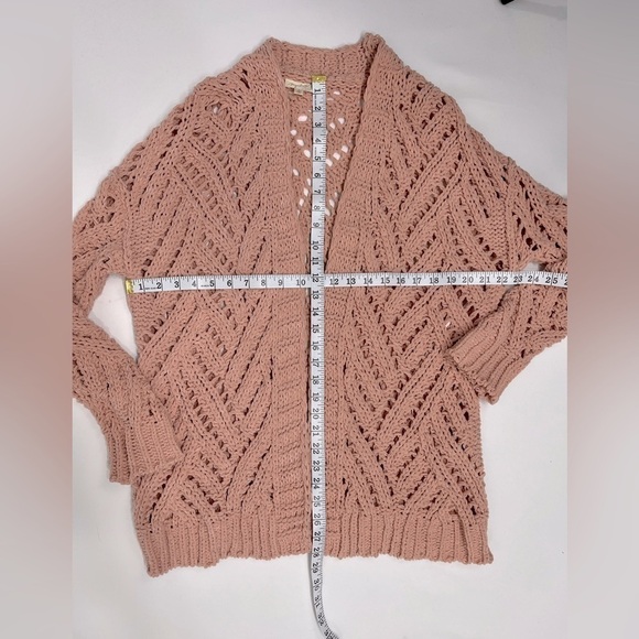 Mystree chenille chunky knit open front cardigan light pink size S - Picture 7 of 11